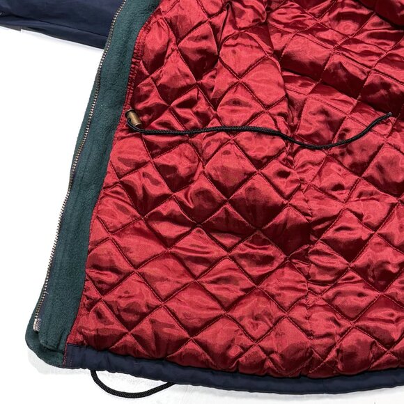 Fred Perry Parka Jacket Blue Mens Large Zip Snap Winter Quilted Interior Coat - Picture 4 of 14